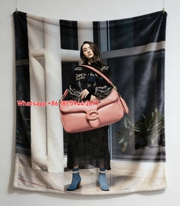 Coach Pink Mini Tabby Bag Print Flannel Sofa Throw Blanket C222